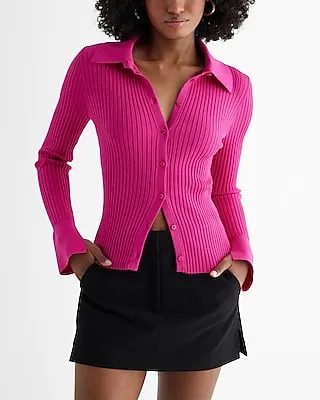 Silky Soft Fitted Ribbed Sweater Shirt Women's