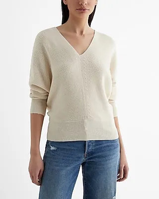 Ribbed V-Neck Banded Bottom Soho Sweater Neutral Women's