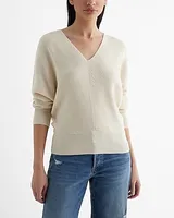 Ribbed V-Neck Banded Bottom Soho Sweater Neutral Women's M