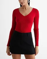 Silky Soft Fitted Ribbed Double V-Neck Sweater