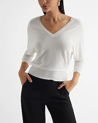 V-Neck Banded Bottom Soho Sweater