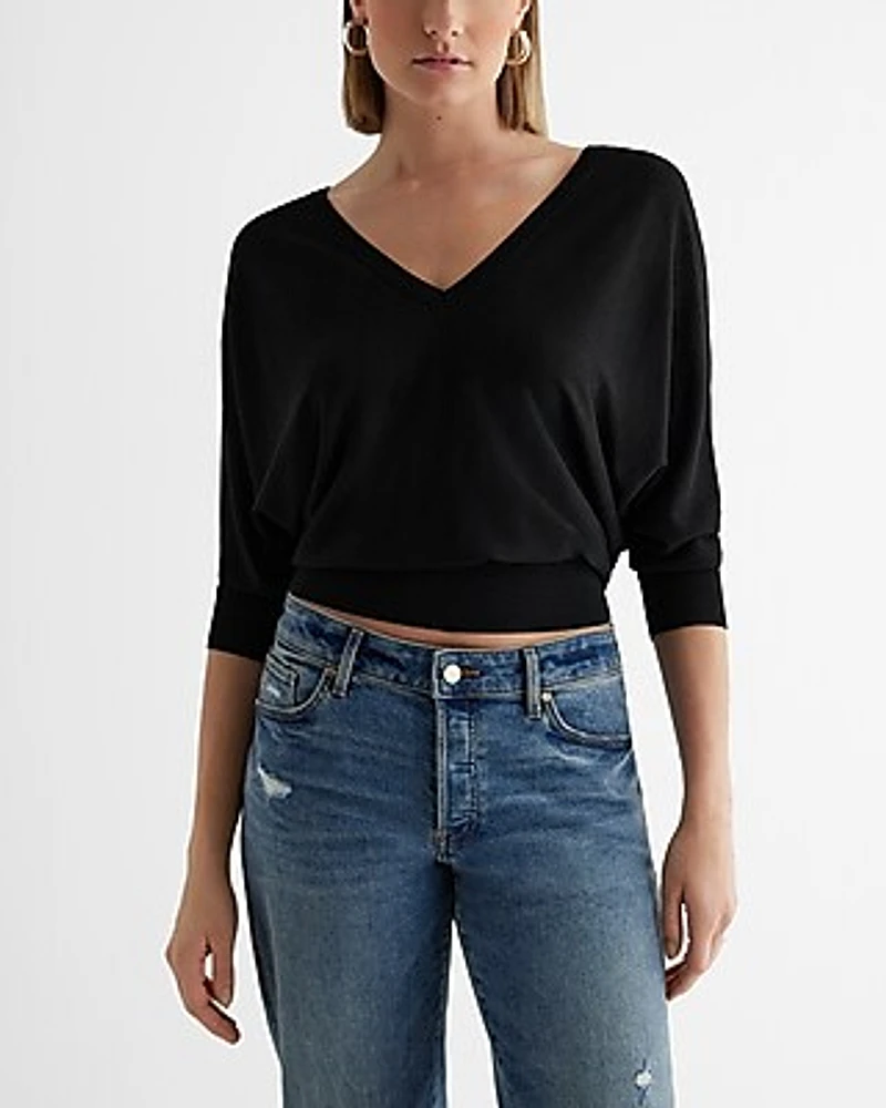 V-Neck Banded Bottom Soho Sweater Women's