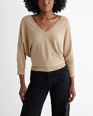 V-Neck Banded Bottom Soho Sweater Neutral Women's XL