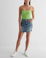 Ribbed Sweetheart Neckline Sweater Tube Top Green Women