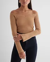 Fitted Ribbed Off The Shoulder Sweater