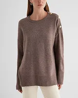 Novelty Button Tunic Sweater Brown Women's L