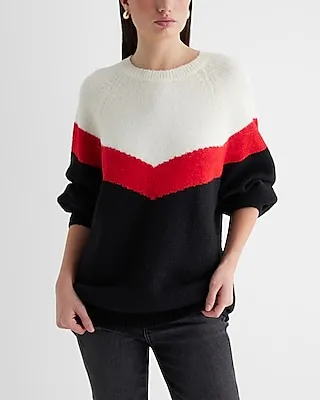 Color Block Crew Neck Oversized Sweater