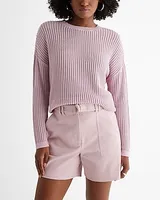 Ribbed Crew Neck Tunic Sweater