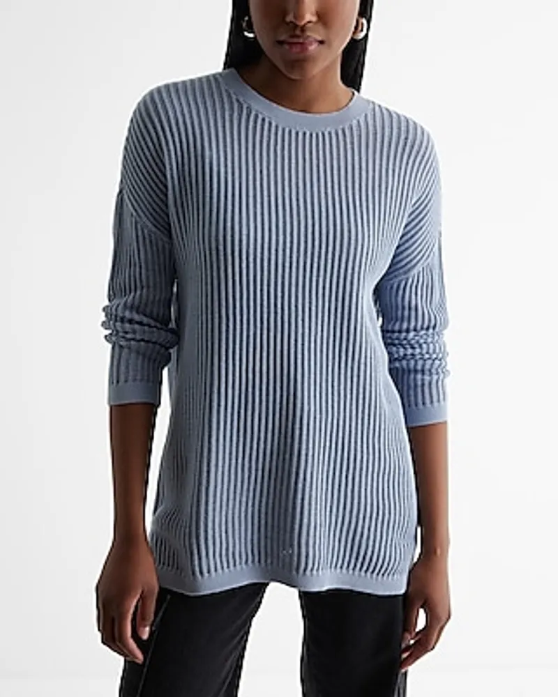 Ribbed Crew Neck Tunic Sweater Women's