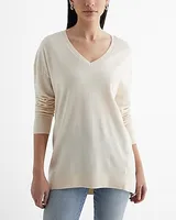 V-Neck Tunic Sweater Neutral Women's