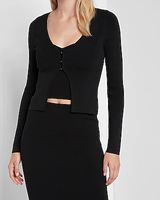 Body Contour Button Front Cardigan Black Women's XXS