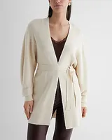 Ribbed Dolman Sleeve Belted Cardigan Neutral Women's XS