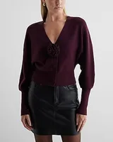 V-Neck Rosette Cardigan Women's