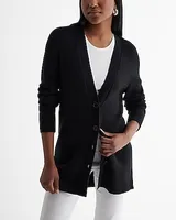 Button Front Tunic Cardigan Black Women