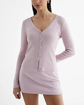 Silky Soft Fitted V-Neck Cardigan Pink Women's XL