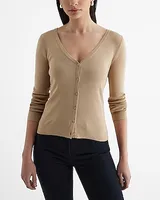 Silky Soft Fitted V-Neck Cardigan Neutral Women's L