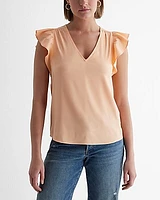 V-Neck Gathered Ruffle Sleeve Gramercy Top Women's