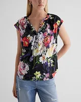 Floral Gathered Half Button Up Gramercy Tee