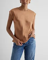 Satin Crew Neck Gramercy Tee Brown Women's XL