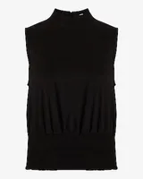 Mock Neck Smocked Gramercy Tank Black Women's XS