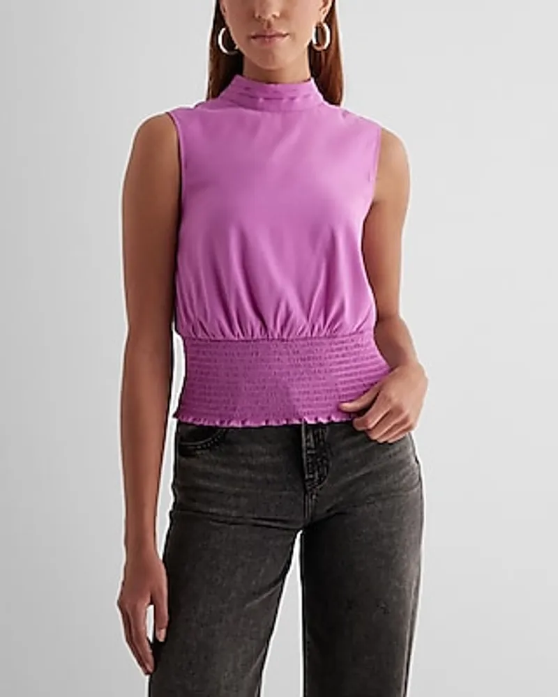 Mock Neck Smocked Gramercy Tank