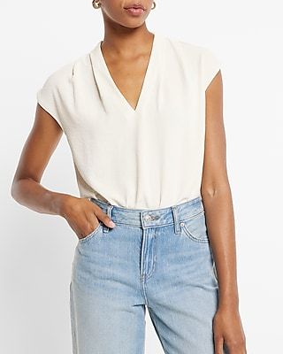 V-Neck Pleated Shoulder Gramercy Bodysuit