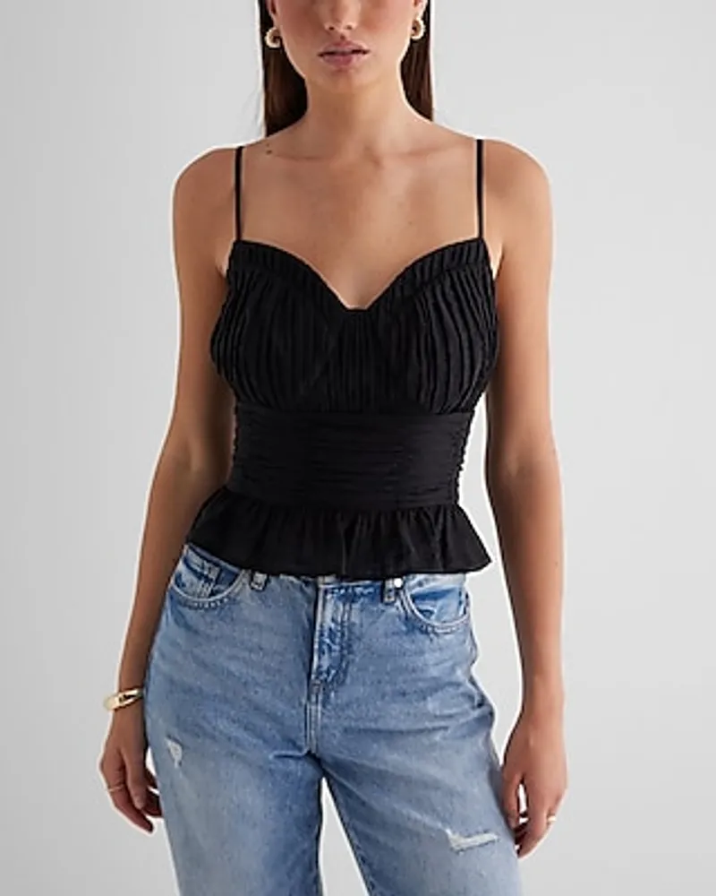 Sweetheart Neckline Pleated Peplum Cami