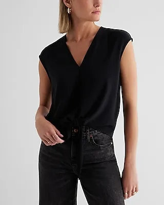 Satin V-Neck Tie Front Gramercy Tee Women's