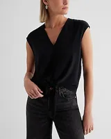 Satin V-Neck Tie Front Gramercy Tee