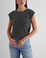 Satin Polka Dot Crew Neck Gramercy Tee