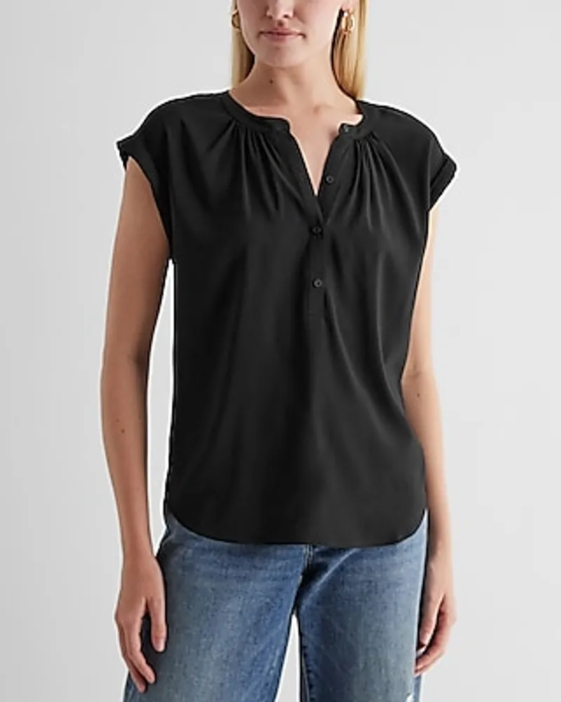 Gathered Half Button Up Gramercy Tee