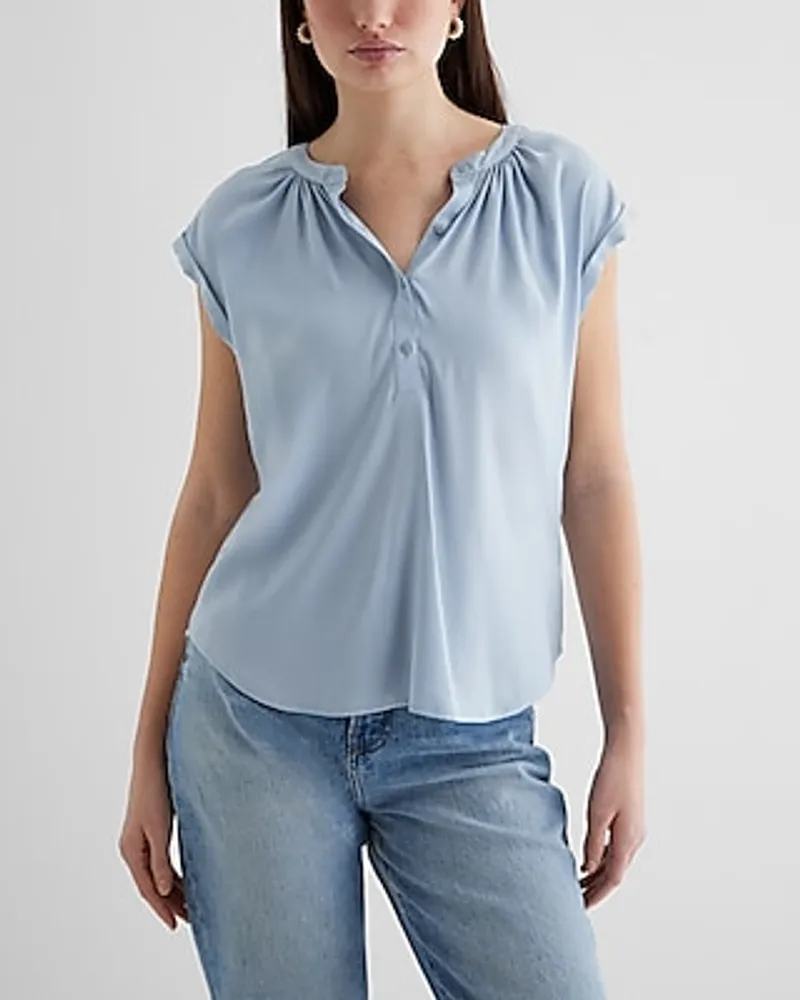 Gathered Half Button Up Gramercy Tee Women's XS