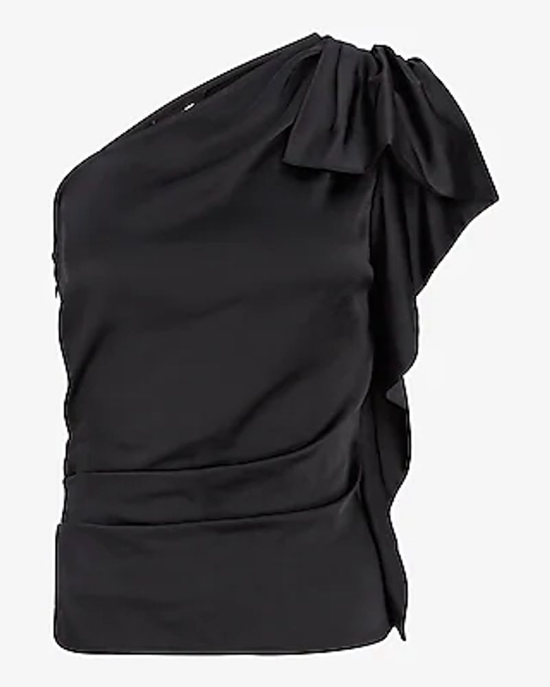 Satin Ruffle One Shoulder Top Women's