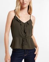 Ruffle Button Up Peplum Cami Women's XS