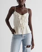 Ruffle Button Up Peplum Cami White Women's S