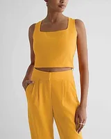 Square Neck Crop Top Orange Women's XS