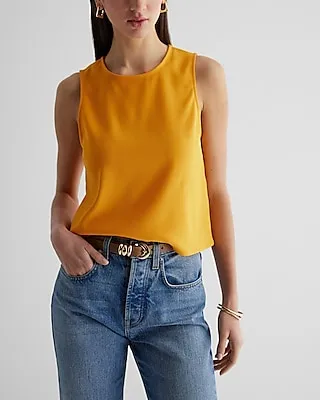 Crew Neck Crop Top Orange Women's