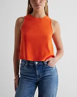 Crew Neck Crop Top Orange Women's XS