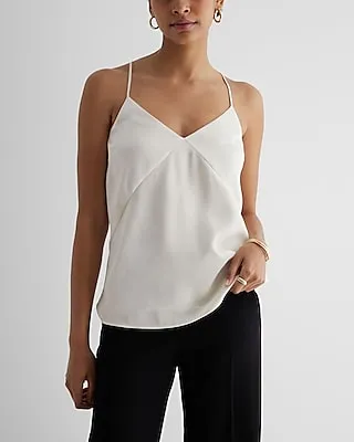 Satin Seamed V-Neck Cross-Back Downtown Cami