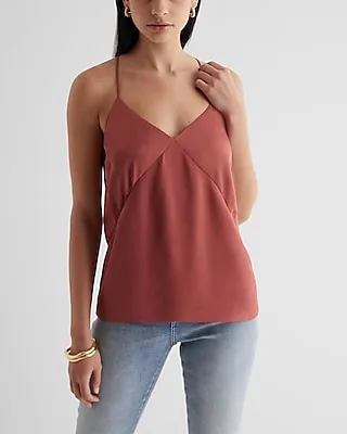 Satin Seamed V-Neck Cross-Back Downtown Cami Orange Women's S