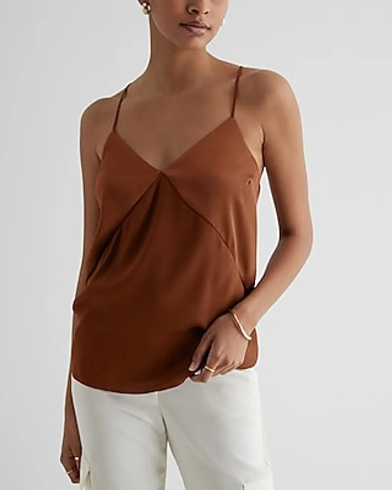 Satin Seamed V-Neck Cross-Back Downtown Cami Women's