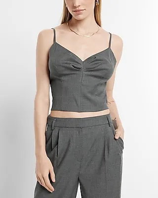 V-Neck Pleated Front Crop Top