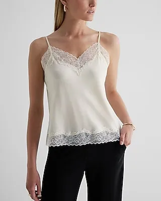 Satin Lace Trim V-Neck Downtown Cami Women's