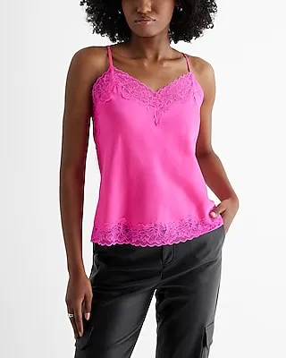 Satin Lace Trim V-Neck Downtown Cami Women's