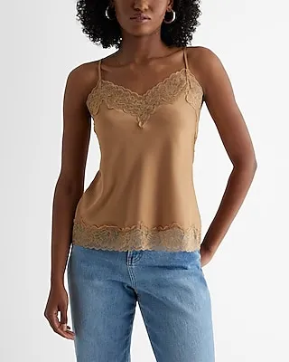 Satin Lace Trim V-Neck Downtown Cami Women's