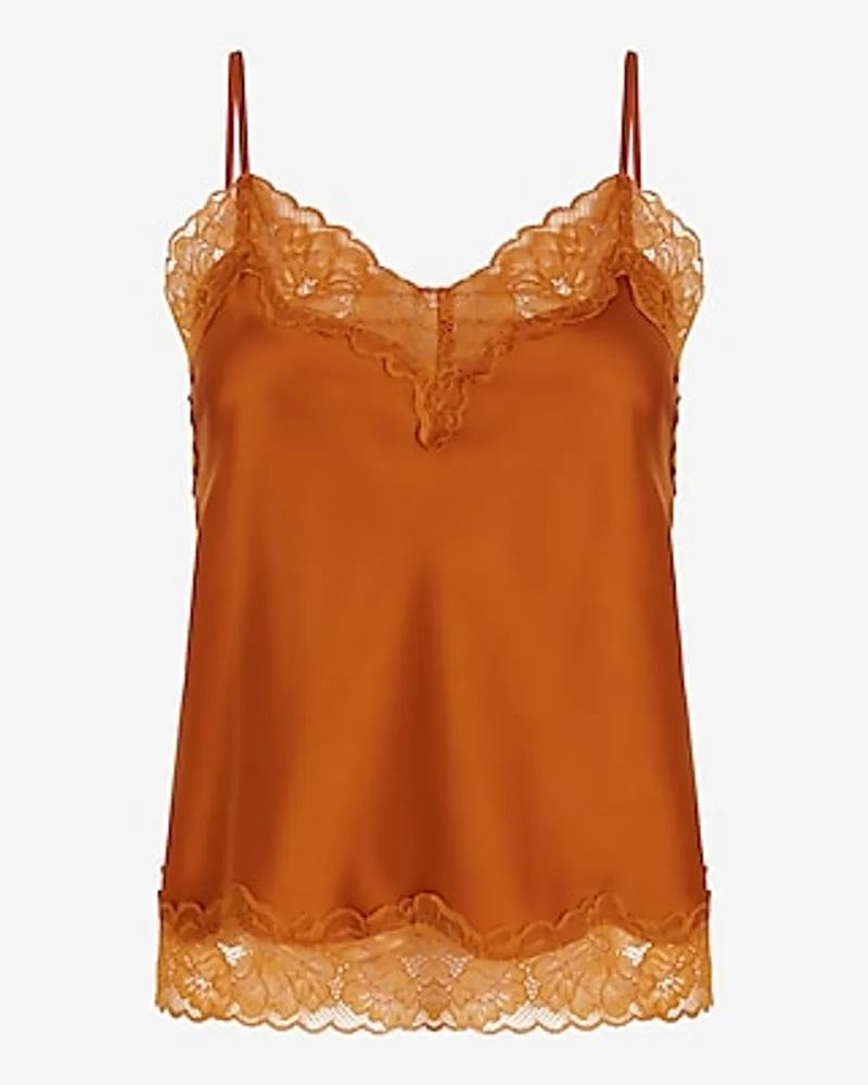 Satin Lace Trim V-Neck Downtown Cami Women's