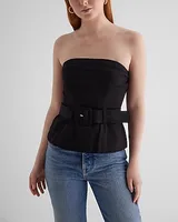 Strapless Belted Corset Tube Top Black Women