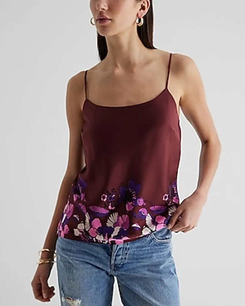 Satin Floral Scoop Neck Downtown Cami