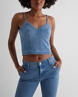 Denim Crop Corset Top Blue Women's