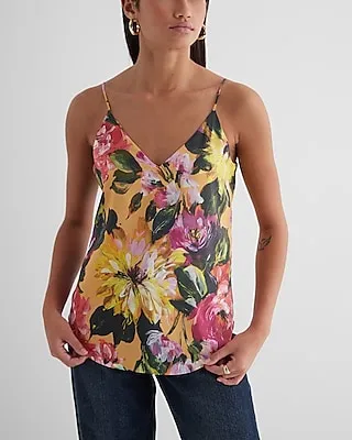 Satin Floral V-Neck Downtown Cami Multi-Color Women's XS